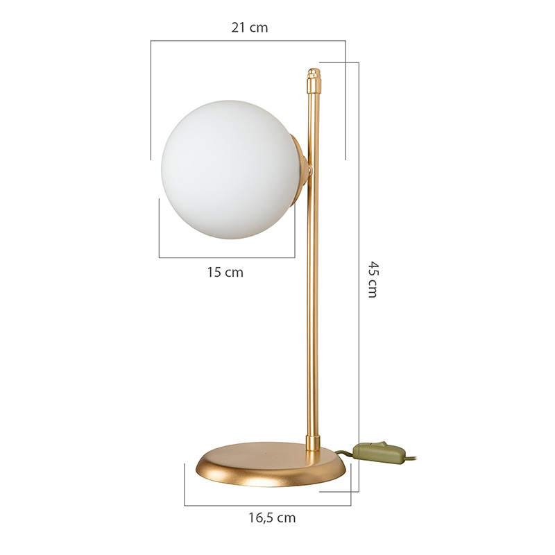 Επιτραπέζιο φωτιστικό Inclusive pakoworld Ε27 χρυσό 16.5x21x45εκ - Image 4