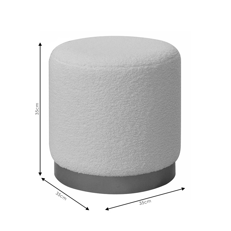 Σκαμπό Dash pakoworld μπουκλέ κρεμ-χρυσό Φ35x35εκ - Image 3