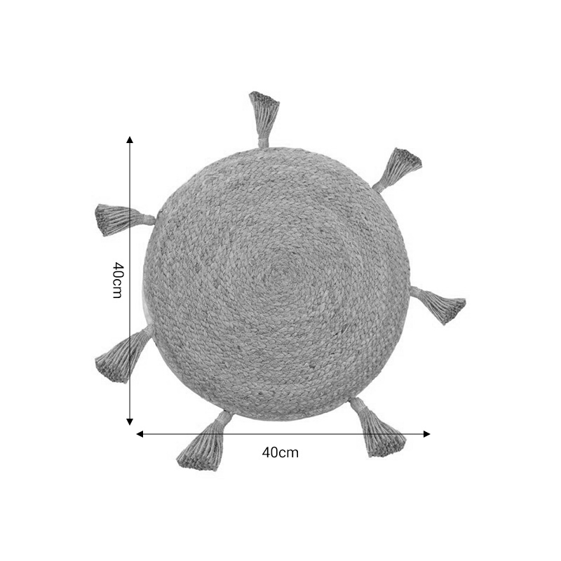 Πουφ Elefon Inart φυσικό-εκρού ύφασμα Φ40x7.5εκ - Image 5