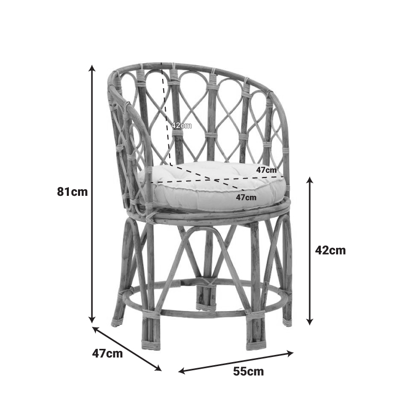 Πολυθρόνα Rostan Inart φυσικό rattan με μαξιλάρι 51x50x80εκ - Image 2