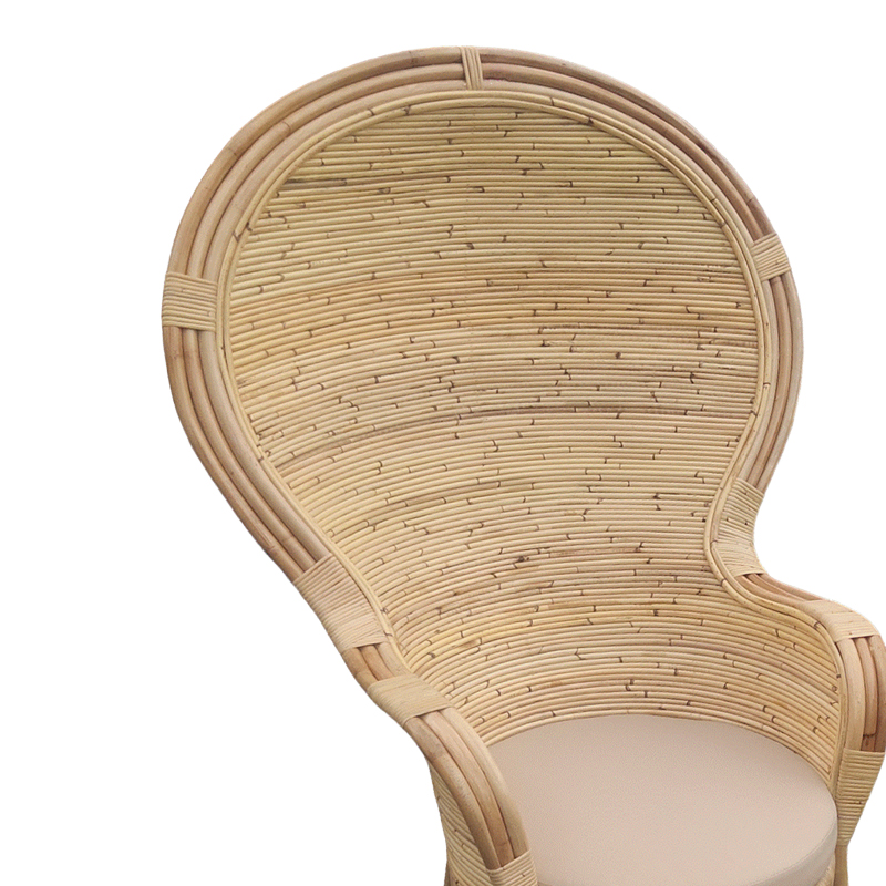 Πολυθρόνα Rea Inart με μπεζ μαξιλάρι-φυσικό rattan 92x75x140εκ - Image 4