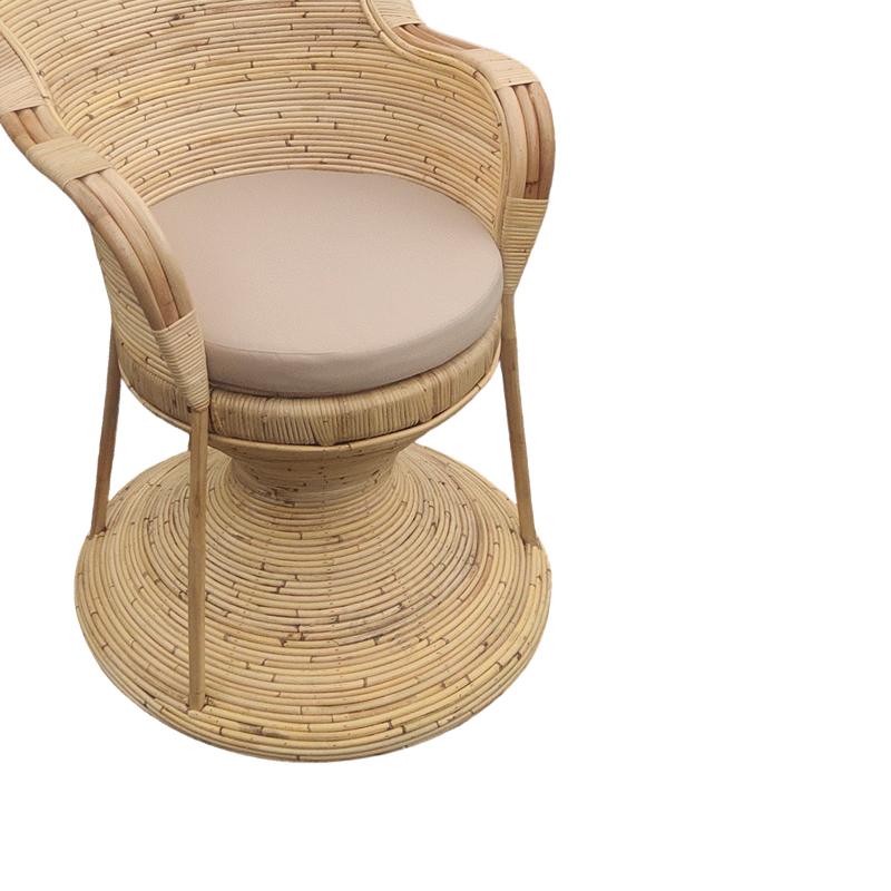 Πολυθρόνα Rea Inart με μπεζ μαξιλάρι-φυσικό rattan 92x75x140εκ - Image 5