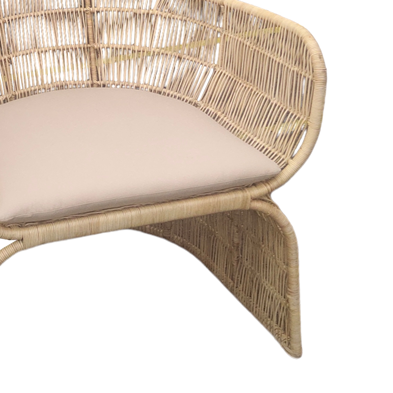 Πολυθρόνα Jake Inart με μπεζ μαξιλάρι-φυσικό rattan 110x86x145εκ - Image 4