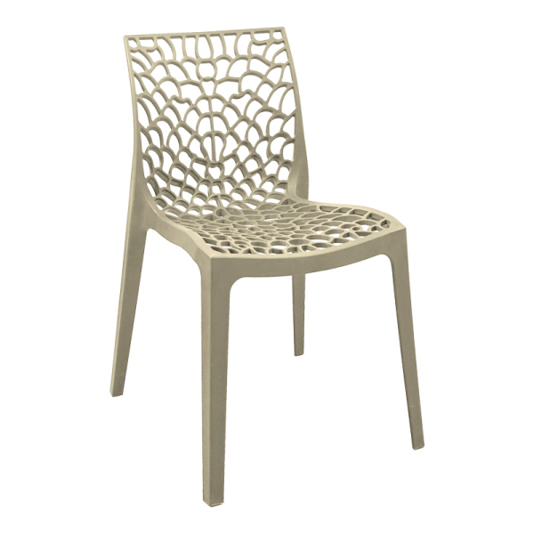 Καρέκλα στοιβαζόμενη Hush pakoworld pp σε cappuccino απόχρωση 50x57x81εκ