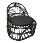 Πολυθρόνα Tromso paakoworld pe rattan σε μαύρη απόχρωση με μαύρο μαξιλάρι 80x85x98εκ