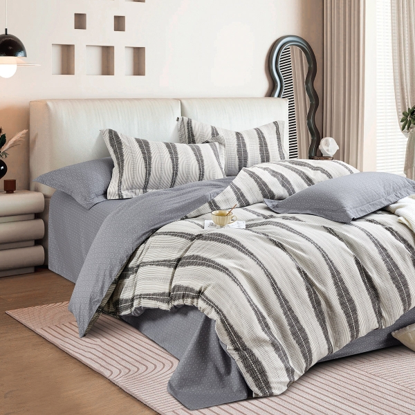 Beauty Home Σετ σεντόνια υπέρδιπλα Art 12288 Adamantia 230x260 Εκού,Ανθρακί