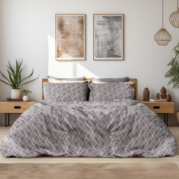 Beauty Home Σετ παπλωματοθήκη φανελένια μονή Leonardo Art 12333 160x240 Γκρι