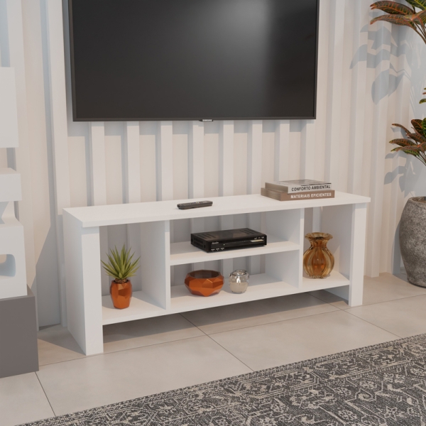 Έπιπλο τηλεόρασης Seref pakoworld σε λευκή απόχρωση 120x30x47εκ