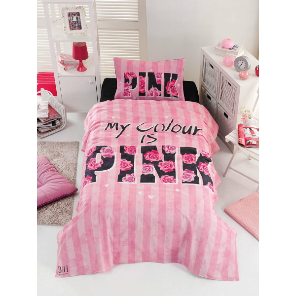 Beauty Home Σετ κουβερλί μονό Pink Art 6113 160x240 Ροζ