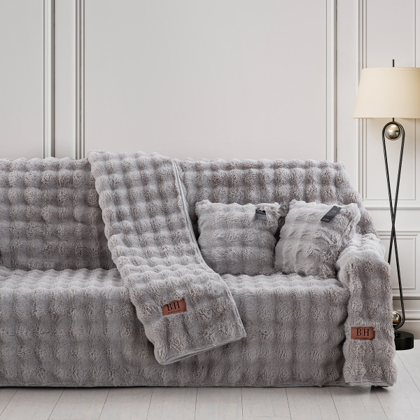 Beauty Home Γούνινο ριχτάρι Διθέσιο Art 8721 180x250 Γκρι