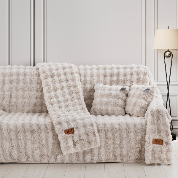 Beauty Home Γούνινο ριχτάρι Διθέσιο Art 8723 180x250 Εκρού
