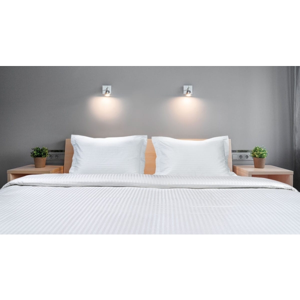 Beauty Home Μαξιλαροθήκη ξενοδοχείου Ribbon Art Ε1230 230TC Satin Stripe Percal Pennie 70%Cot-30%Pol 53x73 Λευκό