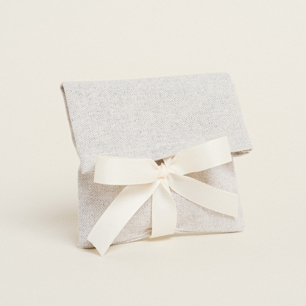 Beauty Home ΠΟΥΓΚΙ ΜΕ ΚΟΡΔΕΛΑ 12 x 17 cm ΓΚΡΙ ΑΣΗΜΙ LUREX