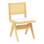 Καρέκλα Winslow pakoworld rubberwood σε φυσική απόχρωση-ύφασμα λευκό 46x58x80εκ