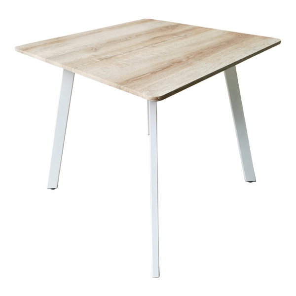 Τραπέζι Squaro pakoworld sonoma mdf με λευκά μεταλλικά πόδια 80x80x75εκ