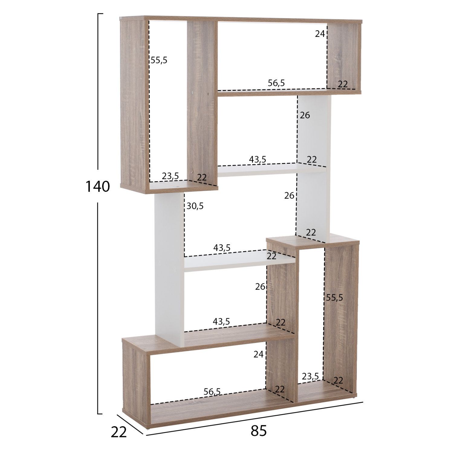 ΒΙΒΛΙΟΘΗΚΗ SHAY HM8768.01 85X22X140 ΛΕΥΚΟ - Image 2