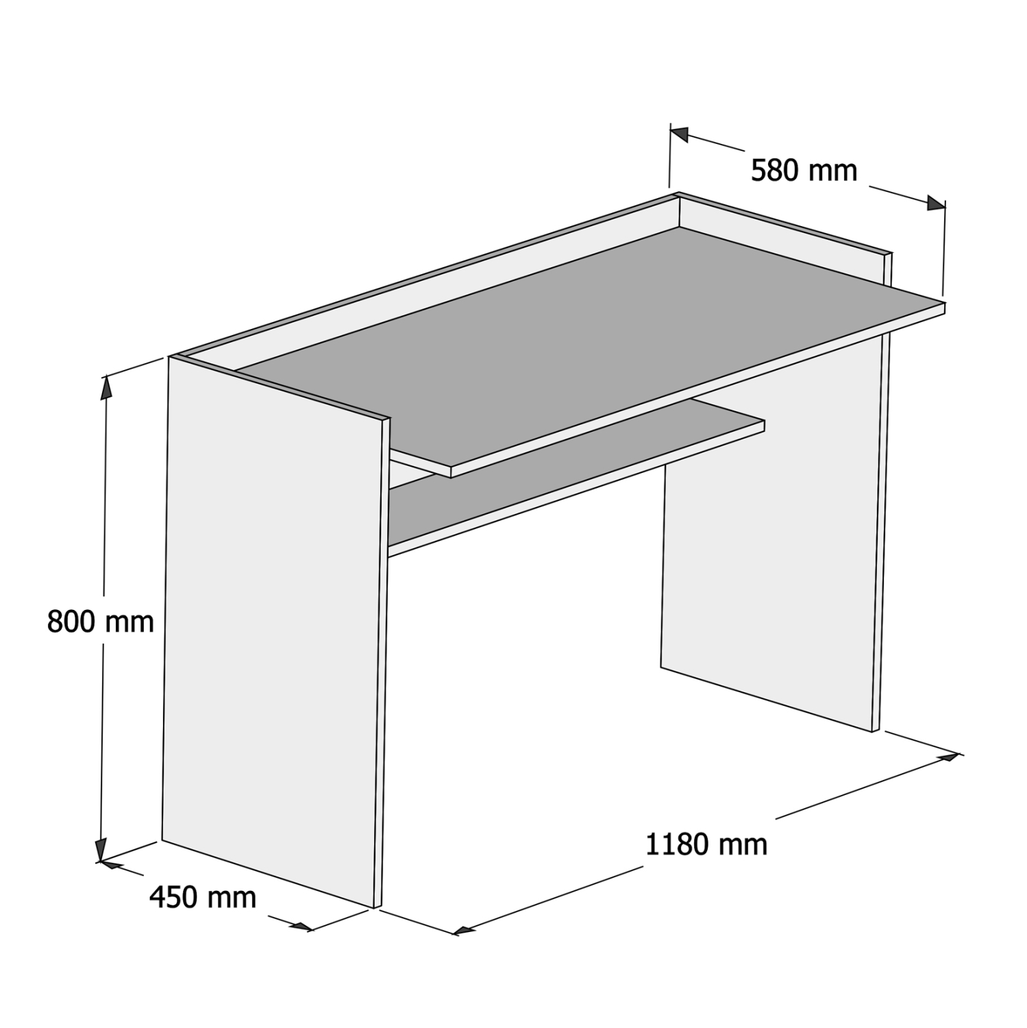ΓΡΑΦΕΙΟ ΜΕΛΑΜΙΝΗΣ ΓΚΡΙ ΛΕΥΚΟ HM9227.13 118x58x80Υεκ. - Image 2