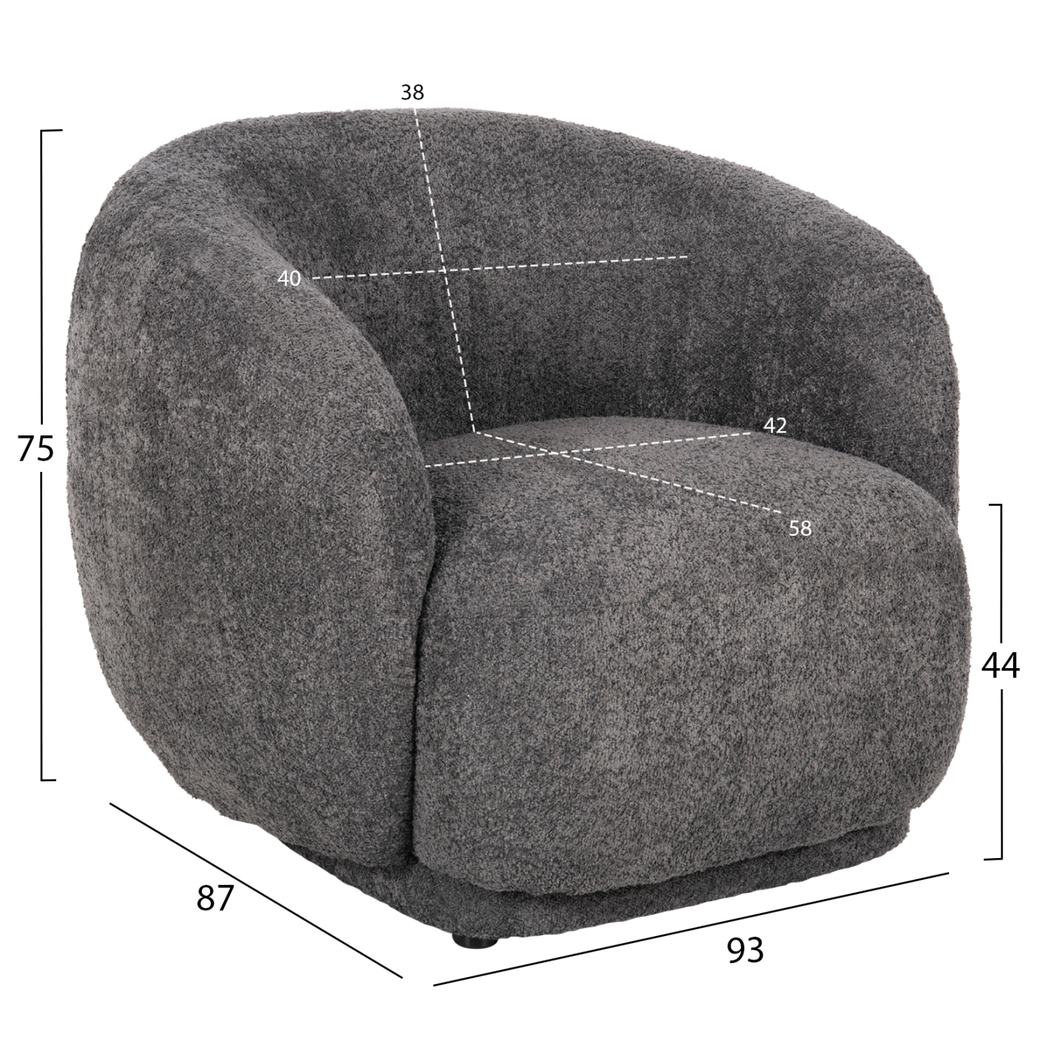 ΠΟΛΥΘΡΟΝΑ KARPEN HM9600.01 ΓΚΡΙ ΜΠΟΥΚΛΕ ΥΦΑΣΜΑ 93x87x78Υ εκ. - Image 2