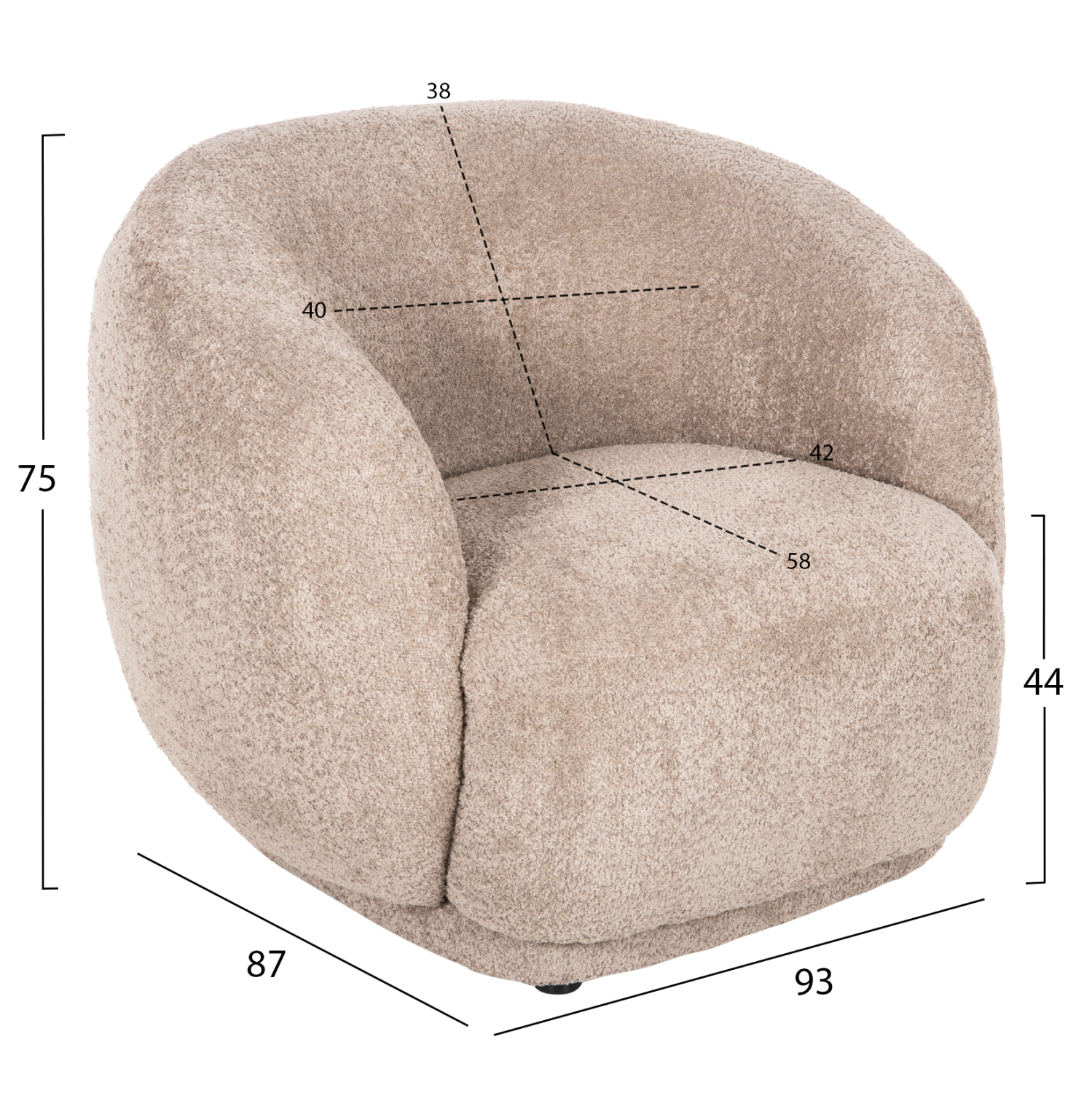 ΠΟΛΥΘΡΟΝΑ KARPEN HM9600.08 ΜΠΕΖ ΜΠΟΥΚΛΕ ΥΦΑΣΜΑ 93x87x78Υ εκ. - Image 2