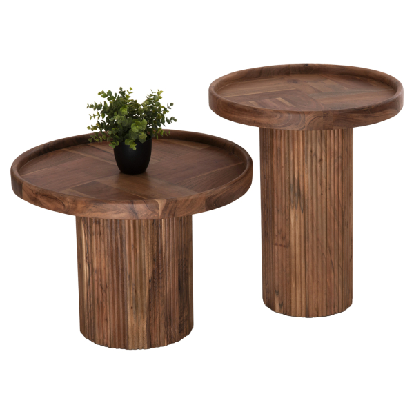 ΣΕΤ 2ΤΜΧ ΤΡΑΠΕΖΙΑ ΣΑΛΟΝΙΟΥ ΣΤΡΟΓΓΥΛΑ SEDGE HM11944 ΜΑΣΙΦ ΑΚΑΚΙΑ Φ90 & Φ40εκ.