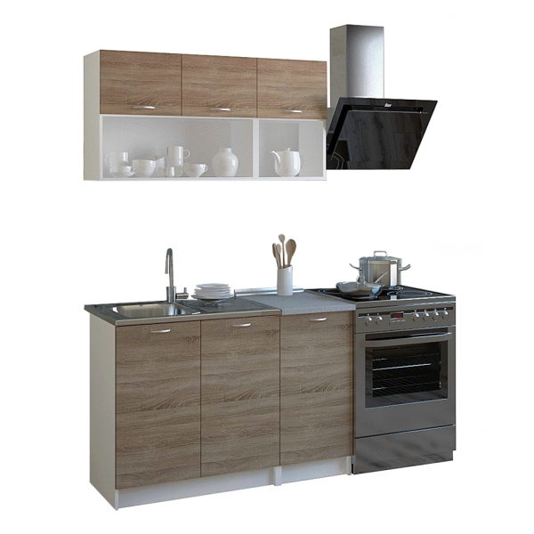 ΣΥΝΘΕΣΗ ΚΟΥΖΙΝΑΣ BLAINE ΜΕΛΑΜΙΝΗ SONAMA-ΛΕΥΚΟ HM2439 120x46-29,2εκ.