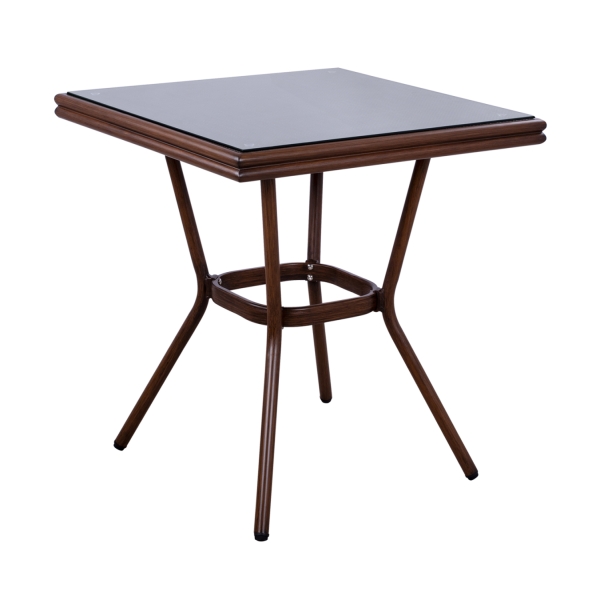 ΤΡΑΠΕΖΙ ΑΛΟΥΜΙΝΙΟΥ HARLOW 70X70X76 BAMBOO LOOK HM5568.01 ΛΕΥΚΗ ΠΑΤΙΝΑ ΜΕ ΓΥΑΛΙ