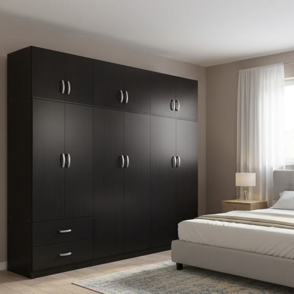 Ντουλάπα εξάφυλλη με πατάρι Lego I pakoworld wenge 240x42x240εκ