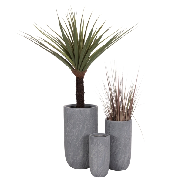 ΣΕΤ 3ΤΜΧ ΓΛΑΣΤΡΕΣ ΚΥΛΙΝΔΡΟΙ ΣΕΙΡΑ GARDENER HM4720 FIBERCLAY-ΧΡΩΜΑ CEMENT Φ44x79Υεκ