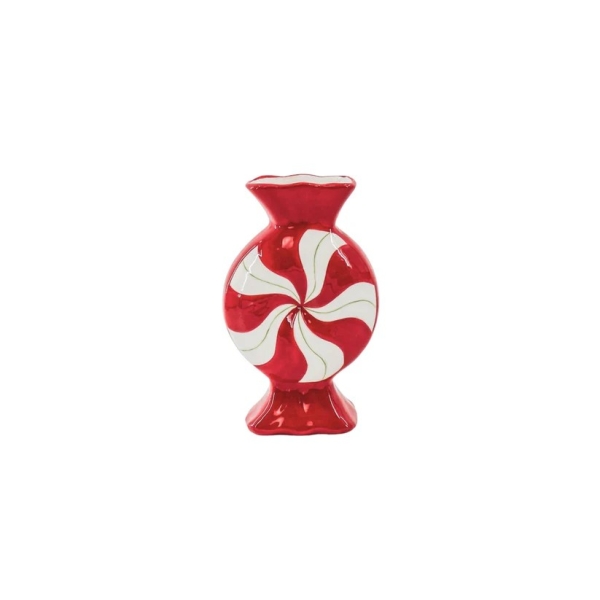Beauty Home Βάζο “καραμέλα” – Κόκκινο/ Λευκό 12×6,5x20cm