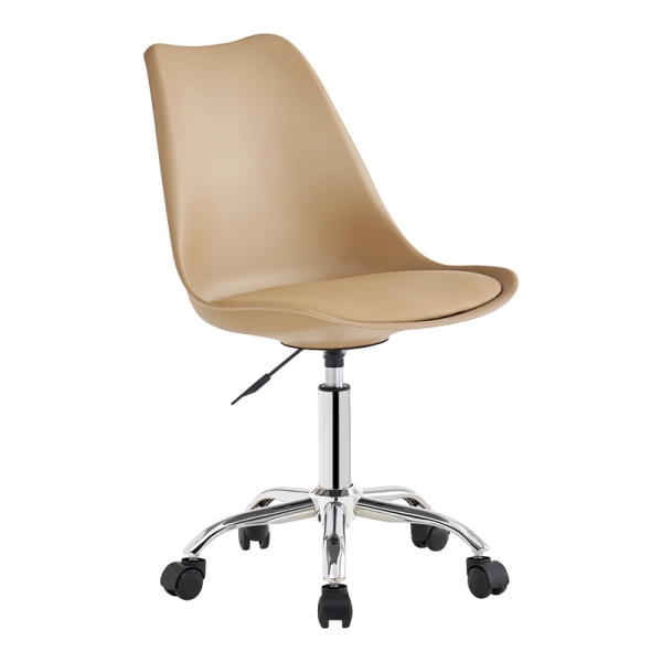 Καρέκλα γραφείου εργασίας Gaston II pakoworld pp-pu cappuccino 48x57x77-90εκ