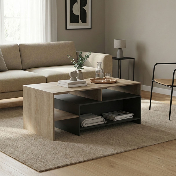 Τραπέζι σαλονιού Consa pakoworld sonoma - ανθρακί 120x60x52.8εκ