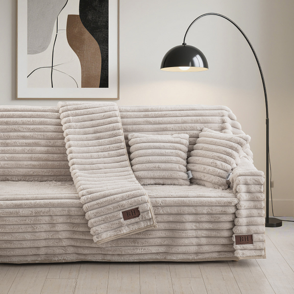 Beauty Home Γούνινο ριχτάρι Διθέσιο Stripe Art 8725 180x250 Μπεζ
