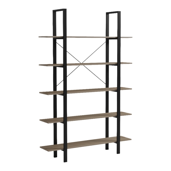 Βιβλιοθήκη-Ραφιέρα Loftie pakoworld sonoma-μαύρο μέταλλο 126x28x165εκ