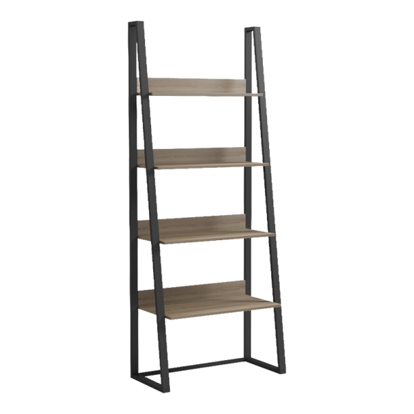 Βιβλιοθήκη-Ραφιέρα Alfa pakoworld sonoma-μαύρο μέταλλο 75x36x185εκ