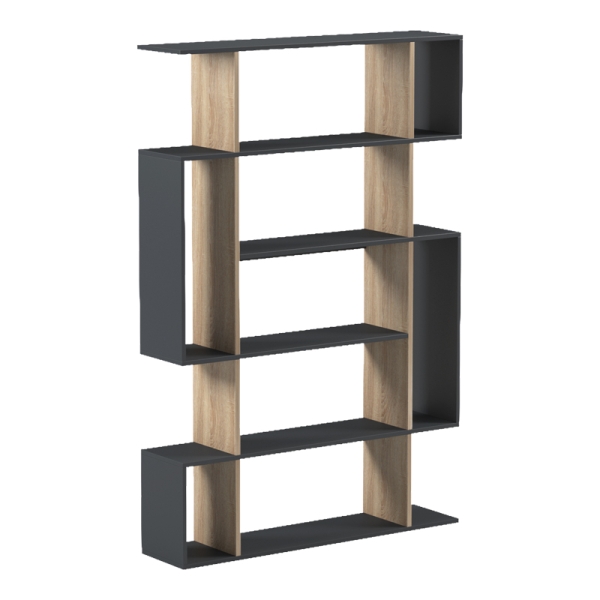 Βιβλιοθήκη Mito pakoworld ανθρακί - sonoma 108.5x25x161εκ