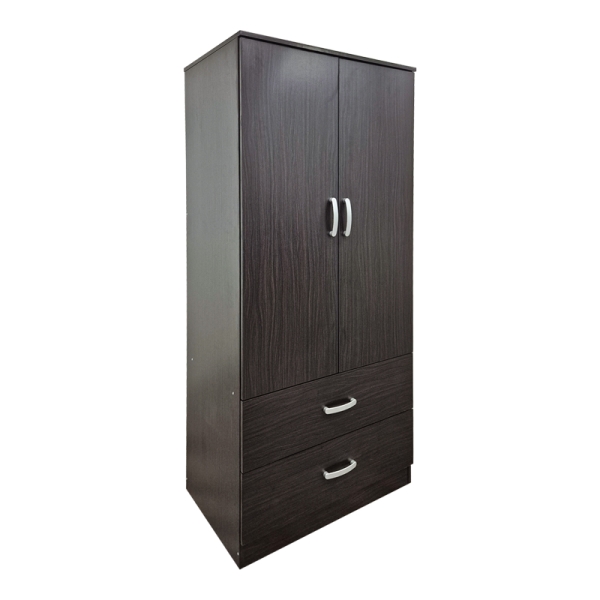 Ντουλάπα δίφυλλη με 2 συρτάρια Alvia pakoworld wenge 80x51.5x180εκ
