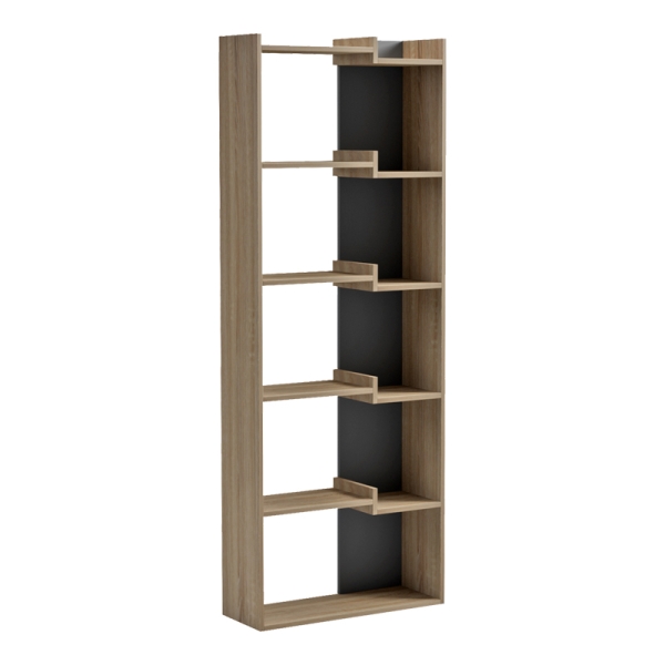 Βιβλιοθήκη Corpus pakoworld sonoma - ανθρακί 61x22x162εκ