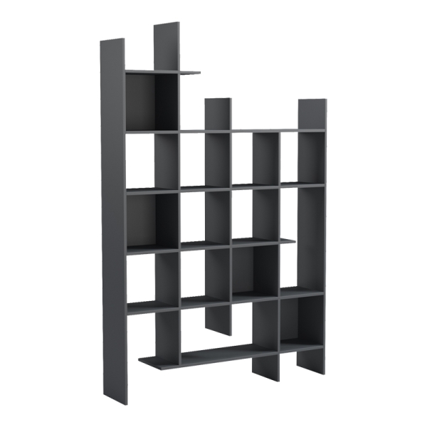 Βιβλιοθήκη Manco pakoworld ανθρακί 122x25.5x188εκ