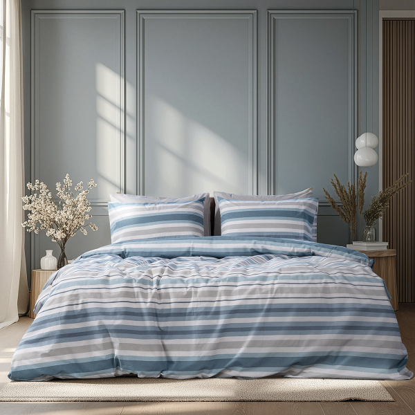 Beauty Home Σετ σεντόνια διπλά Moments Art 12561 200x260 Σιέλ,Γκρι
