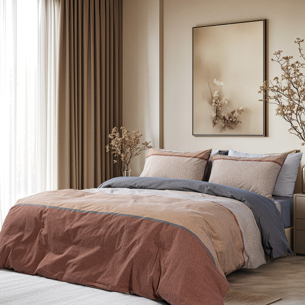 Beauty Home Σετ σεντόνια διπλά Moments Art 12565 200x260 Καφέ,Ανθρακί