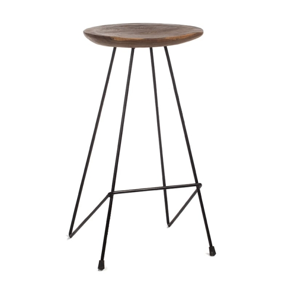 Artekko Gluah Σκαμπώ Μπαρ Ξύλινο με Σιδερένια Βάση (43x40x76)cm