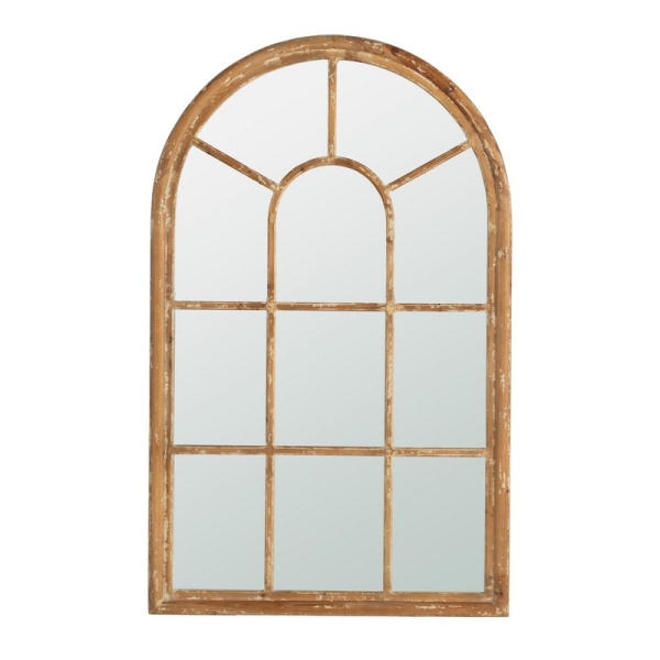Artekko Arch Καθρέπτης Τοίχου σε Καφέ Πατίνα από MDF και Ξύλο Ελάτης (86.4x3.8x137.9)cm