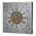 Artekko Clock Ρολόι Τοίχου με Καθρέφτη MDF Γυαλί Χρυσό Ασημί (82x10x82)cm