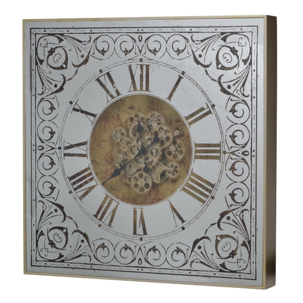 Artekko Clock Ρολόι Τοίχου με Καθρέφτη MDF Γυαλί Χρυσό Ασημί (82x10x82)cm