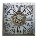 Artekko Clock Ρολόι Τοίχου MDF με Καθρέφτη με Χρυσές και Ασημί Λεπτομέρειες (81.8x10.2x81.8)cm