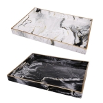 Artekko Tray Δίσκος Σερβιρίσματος Πλαστικό Ασπρόμαυρο (48x35x4.3)cm Σετ/2