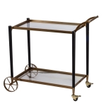 Artekko Cart Μεταλλικό Μαύρο με Χρυσό Τρόλεϊ Μπαρ 2 Επιπέδων (91.7x48x88.9)cm
