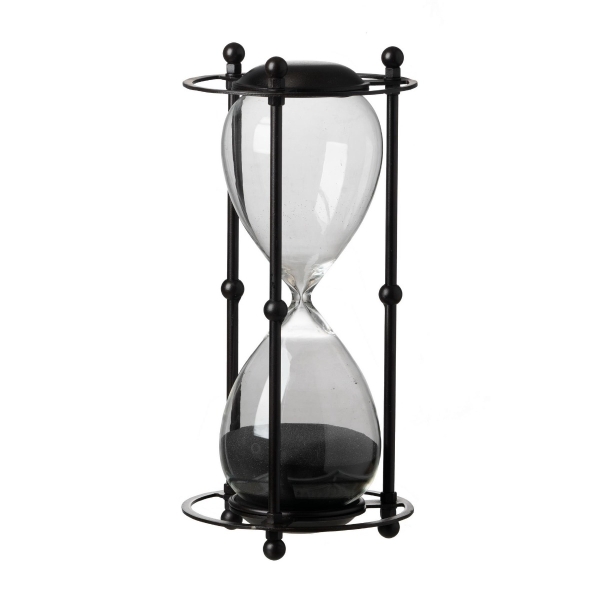 Artekko Hourglass Διακοσμητική Κλεψύδρα σε Μαύρη Μεταλλική Βάση με Μαύρη Άμμο (15.8x15.8x33)cm
