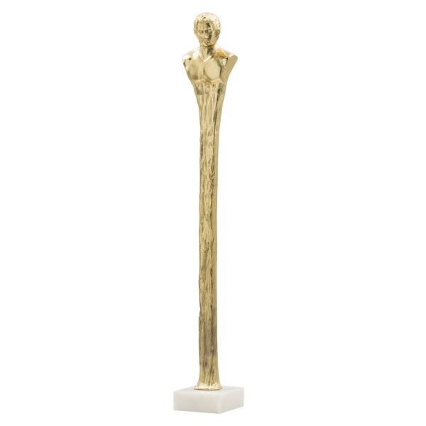 Artekko Marble Χρυσή Μεταλλική Διακοσμητική Προτομή με Μαρμάρινη Λευκή Βάση (14x14x81.3)cm