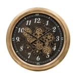 Artekko Clock Μαύρο Μεταλλικό Ρολόι Τοίχου με Γρανάζια και Χρυσές Λεπτομέρειες (53x9x53)cm